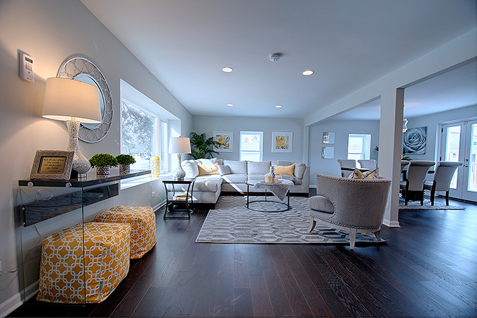 Living room designed by home improvement contractors in Lindenhurst