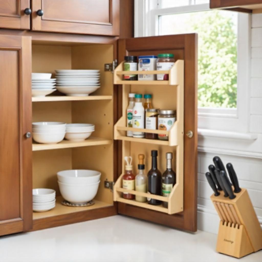 cabinet door shelves to organize kitchen 