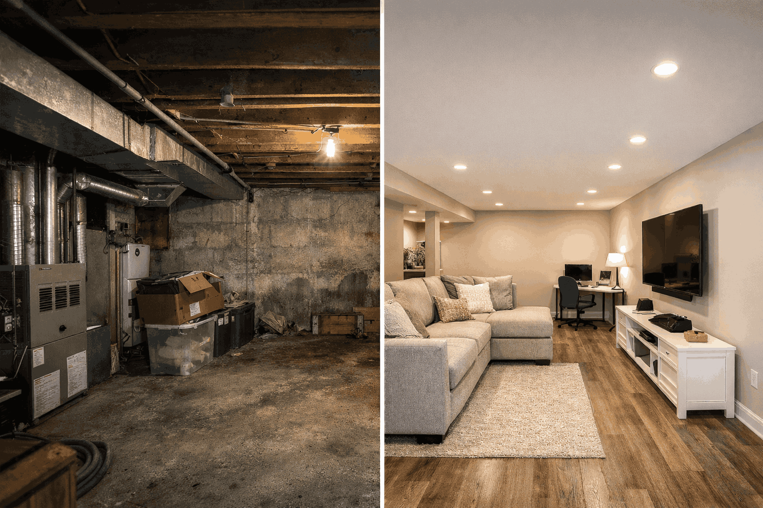 Turning a raw basement into a real room